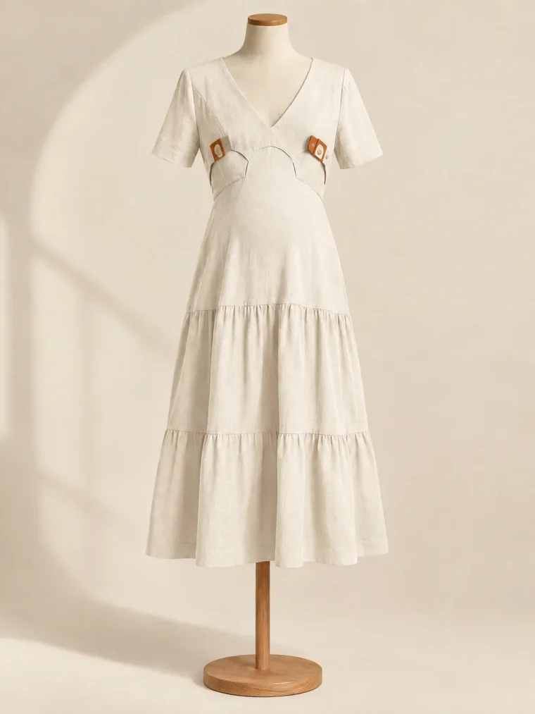 Arcade Fold Dress in Chalk