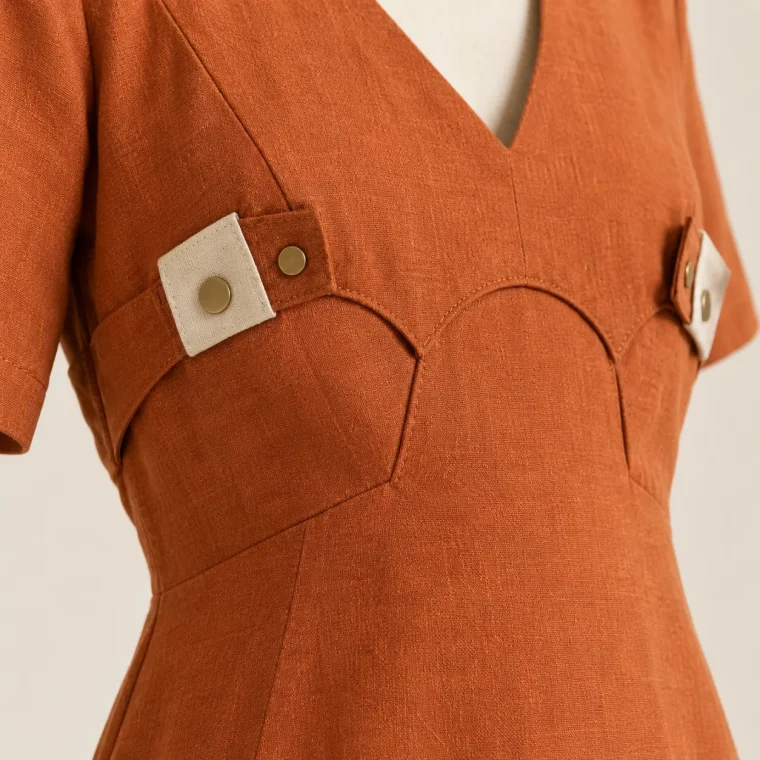 Arcade Fold Dress, close-up of the fold and tabs