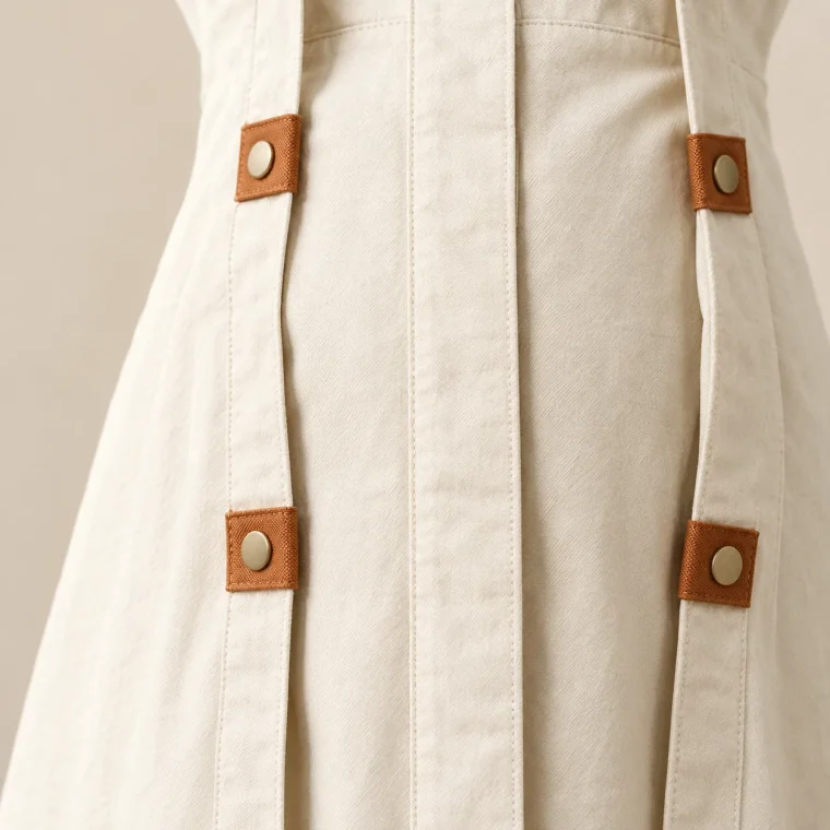 Atrium Fold Dress, close-up of the fold and tabs