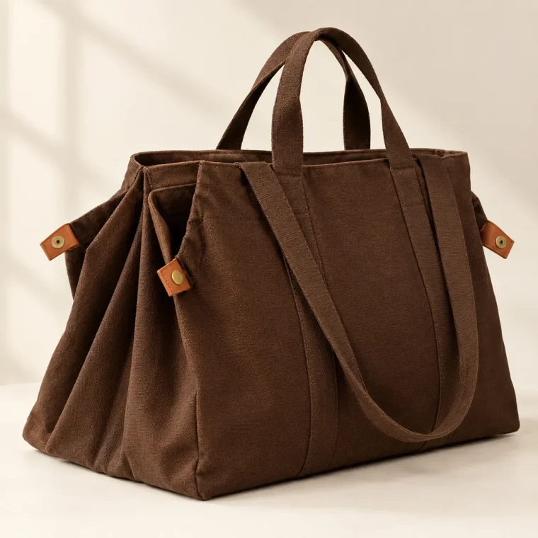 Bay Carryall, close-up of the fold and tabs
