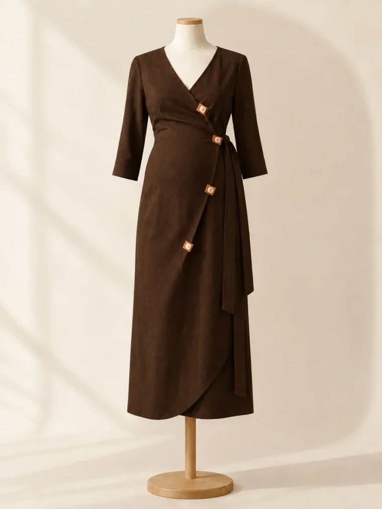 Cantilever Fold Dress in Umber