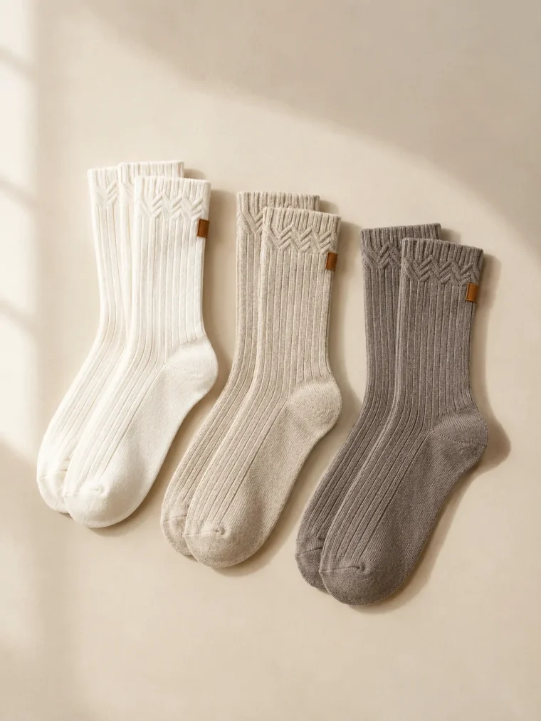 Chalk Trio Lounge Socks, studio photo