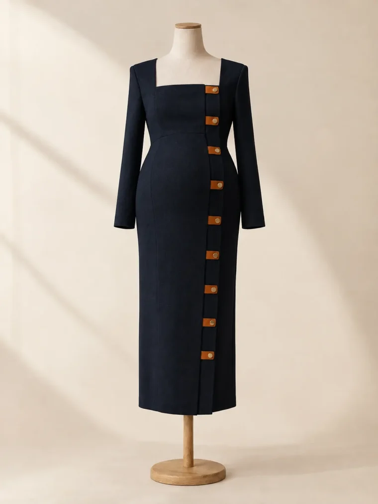 Cloister Fold Dress in Ink