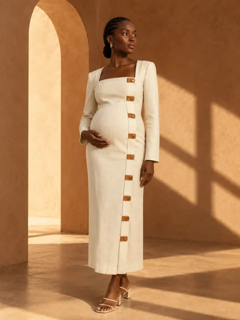 Cloister Fold Dress, being worn