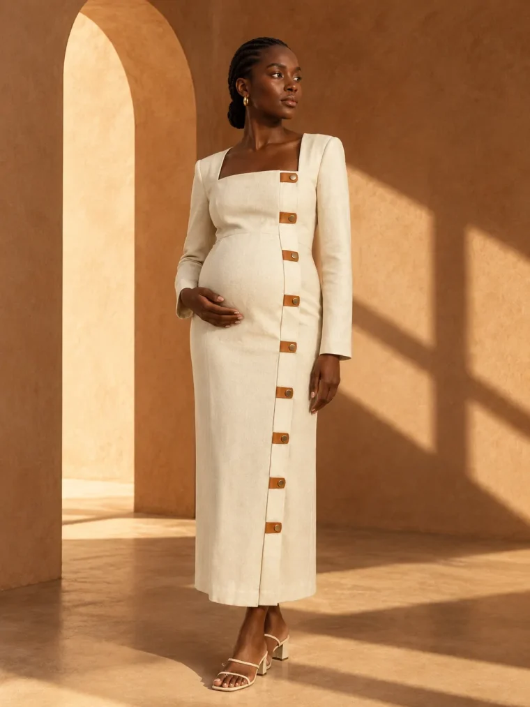 Cloister Fold Dress, being worn