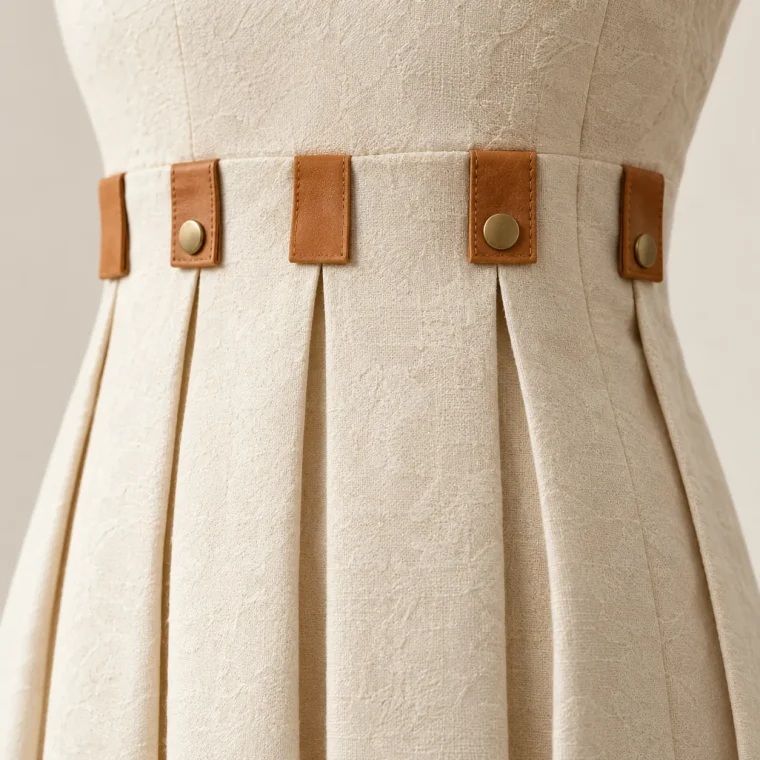 Colonnade Fold Dress, close-up of the fold and tabs