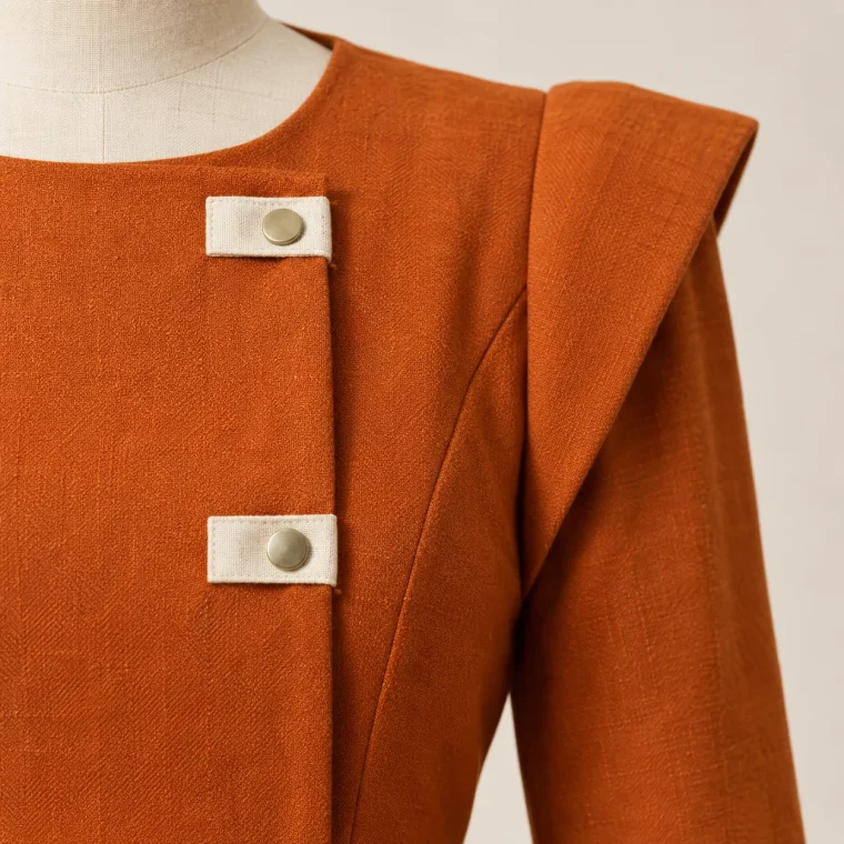Corbel Fold Dress, close-up of the fold and tabs