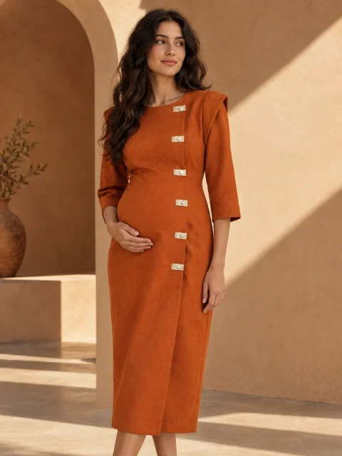 Corbel Fold Dress, being worn