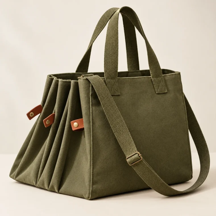 Court Carryall, close-up of the fold and tabs