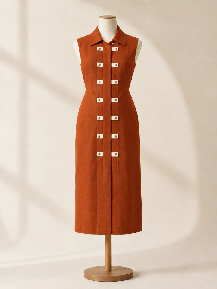 Facade Fold Dress in Ochre
