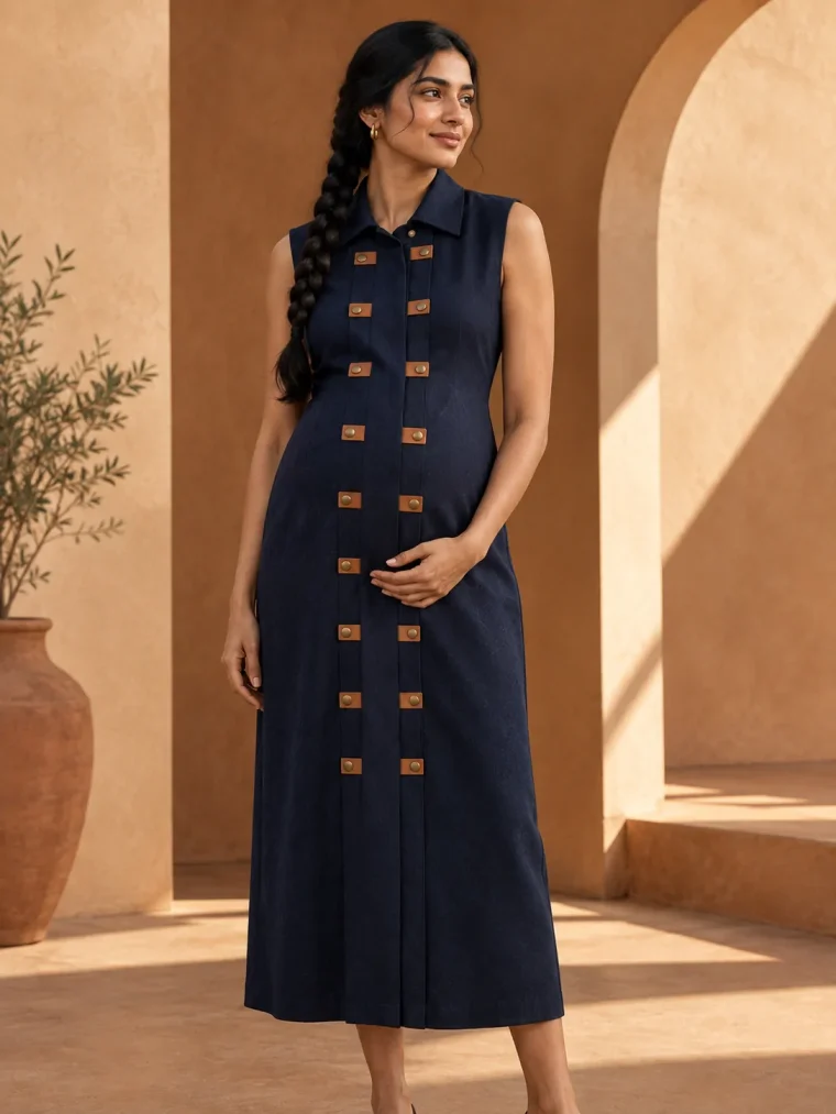 Facade Fold Dress, being worn