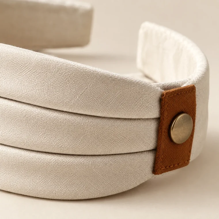 Fold Headband, close-up of the fold and tabs