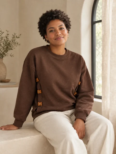 Joist Nursing Sweatshirt, being worn