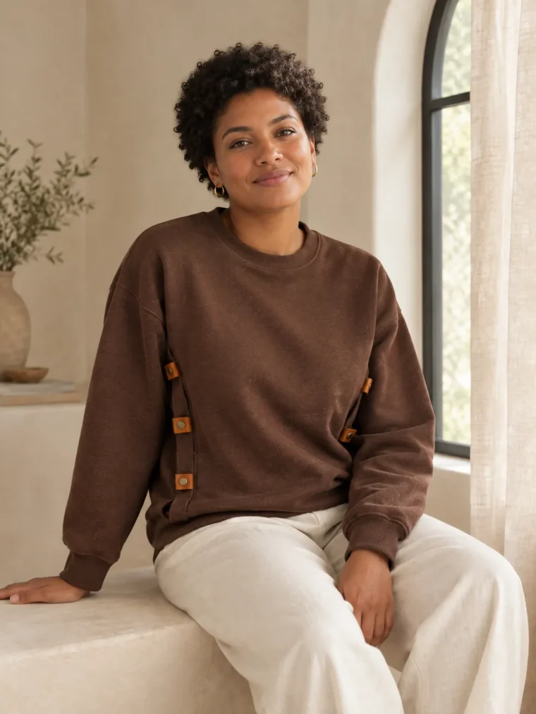 Joist Nursing Sweatshirt, being worn
