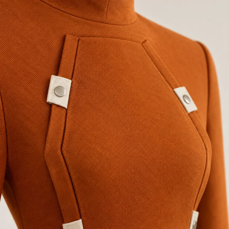 Keystone Fold Dress, close-up of the fold and tabs