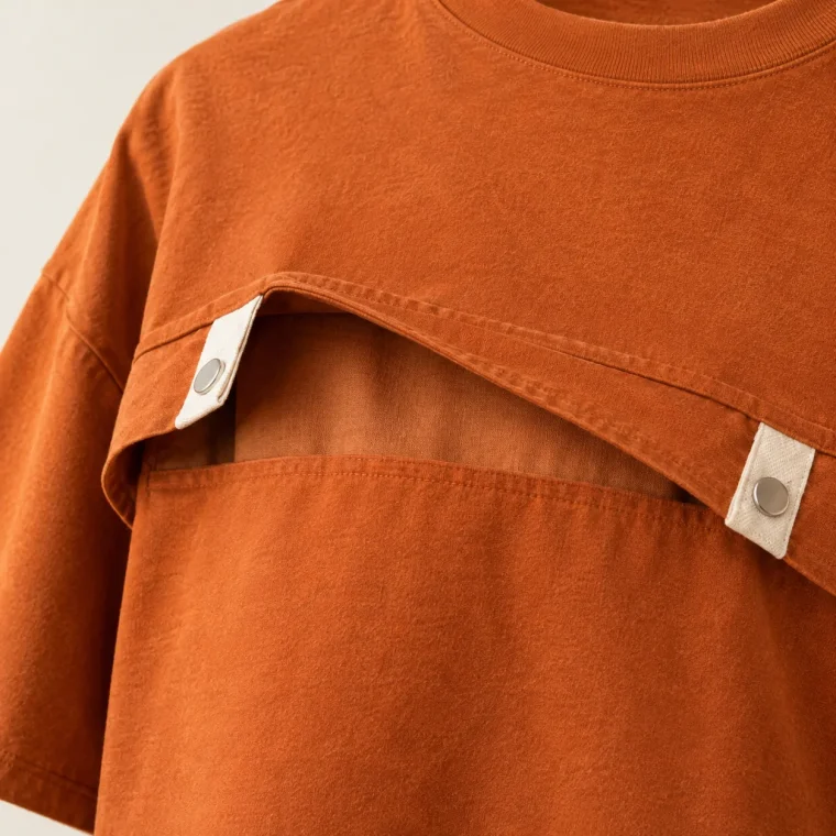 Ledge Boxy Nursing Tee, close-up van de vouw en lipjes