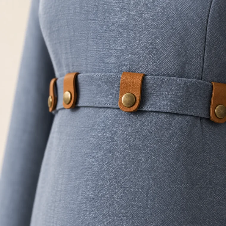 Lintel Fold Dress, close-up of the fold and tabs