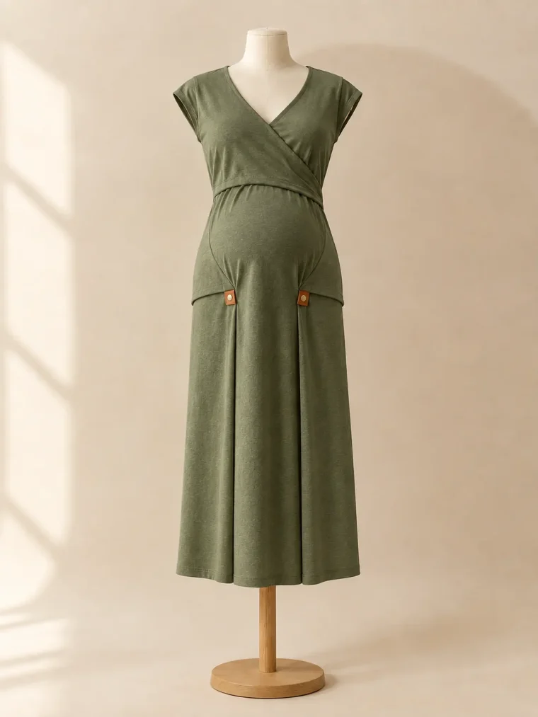 Mezzanine Fold Dress in Moss