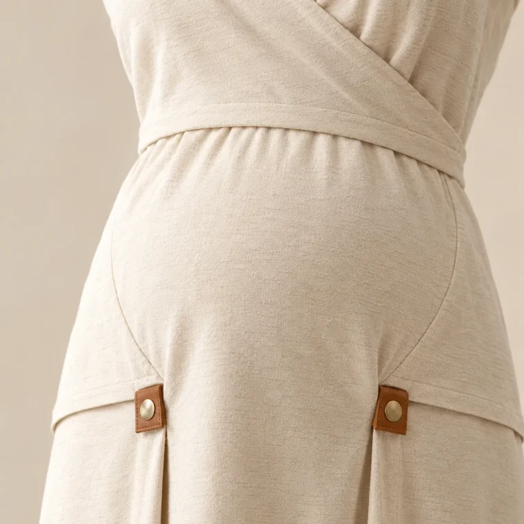 Mezzanine Fold Dress, close-up of the fold and tabs