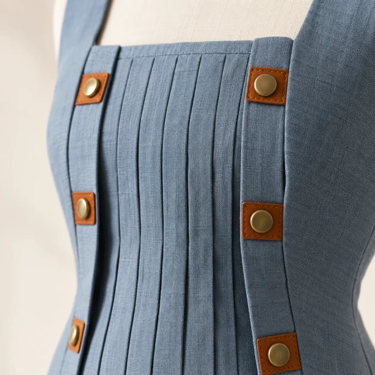 Oriel Fold Dress, close-up of the fold and tabs