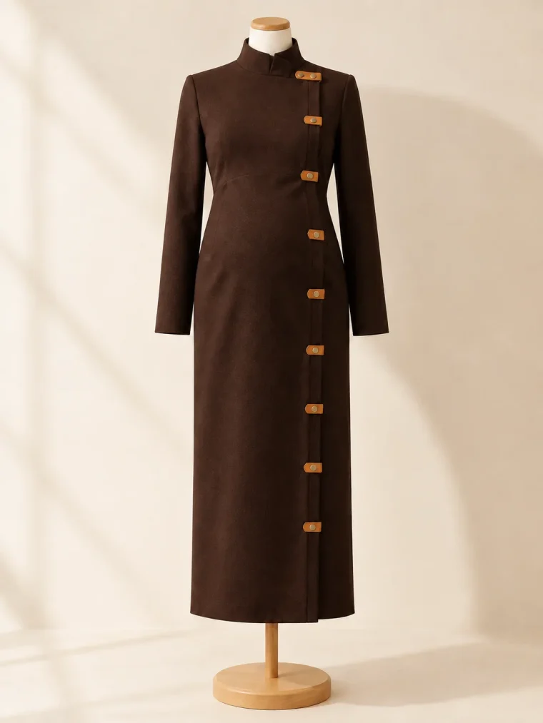 Parapet Fold Dress in Umber