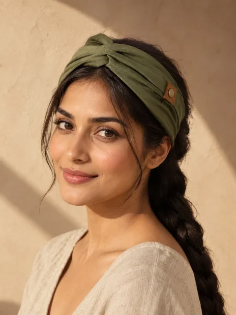 Pleat Headband, being worn