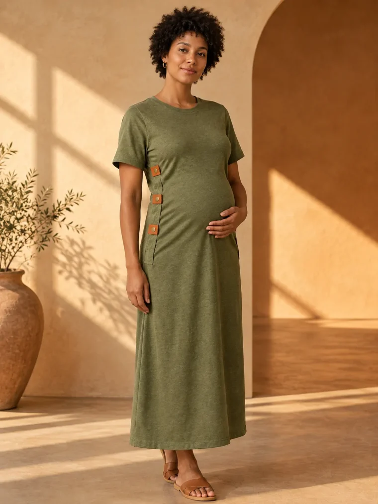 Plinth Fold Dress, being worn