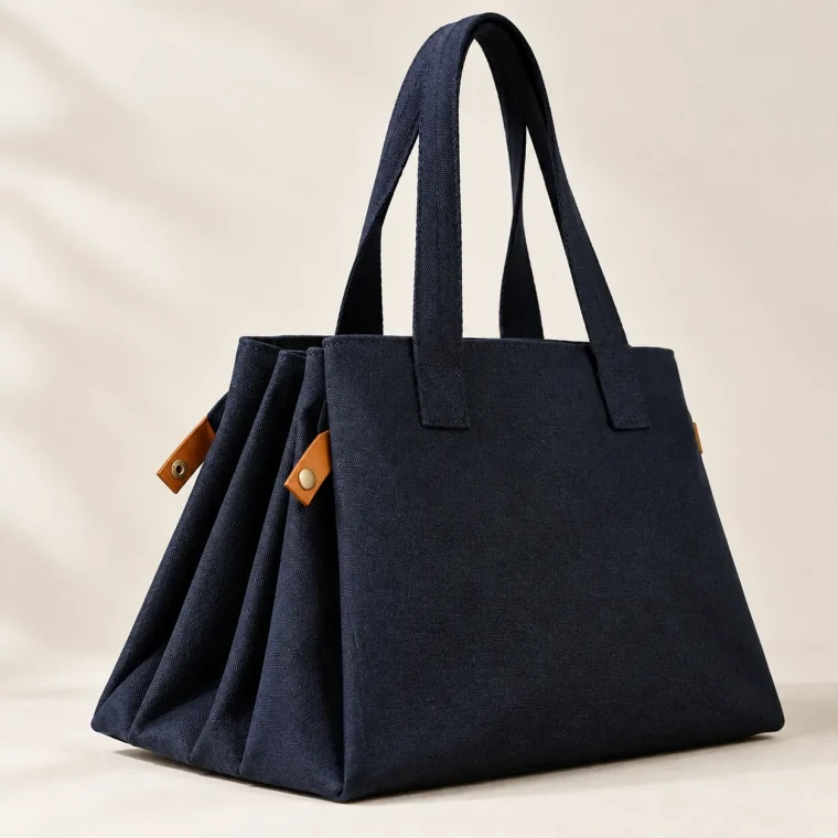 Porch Tote, close-up of the fold and tabs