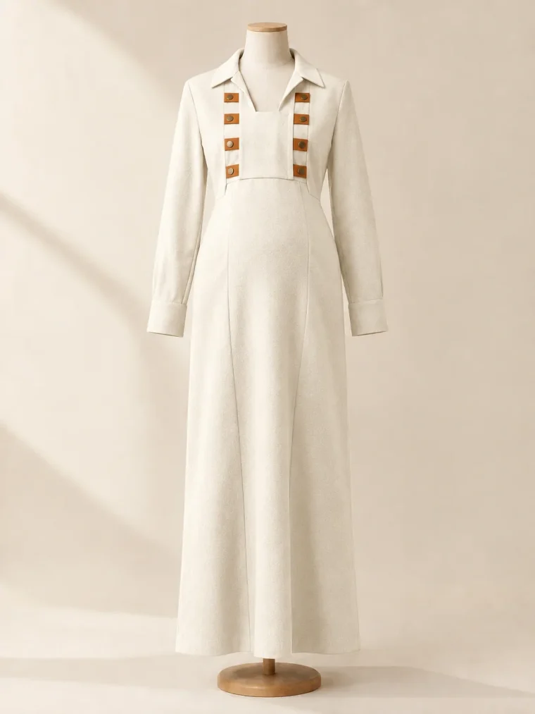 Portico Fold Dress in Chalk