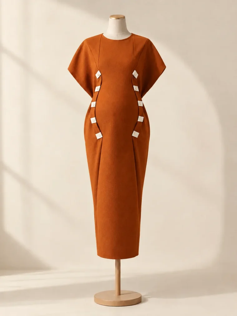 Rotunda Fold Dress in Ochre