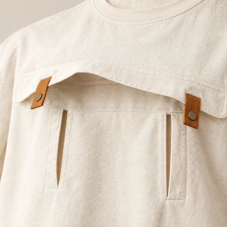 Sill Nursing Tee, close-up van de vouw en lipjes