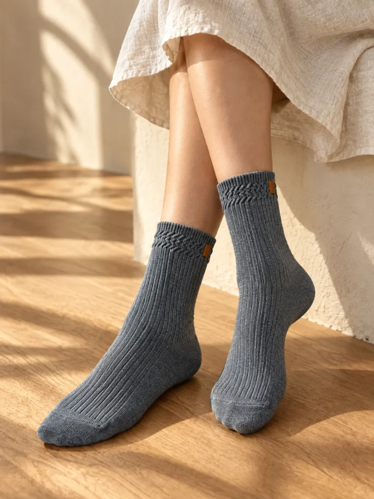 Slate Trio Lounge Socks, porté à la maison