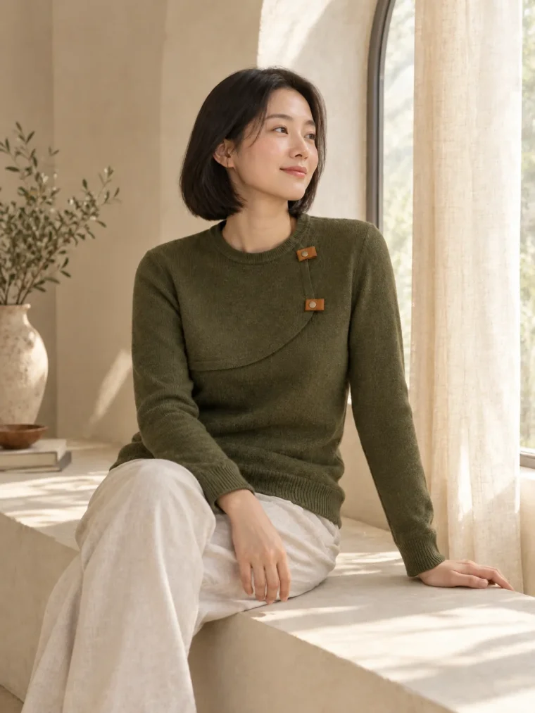 Spandrel Nursing Knit, being worn