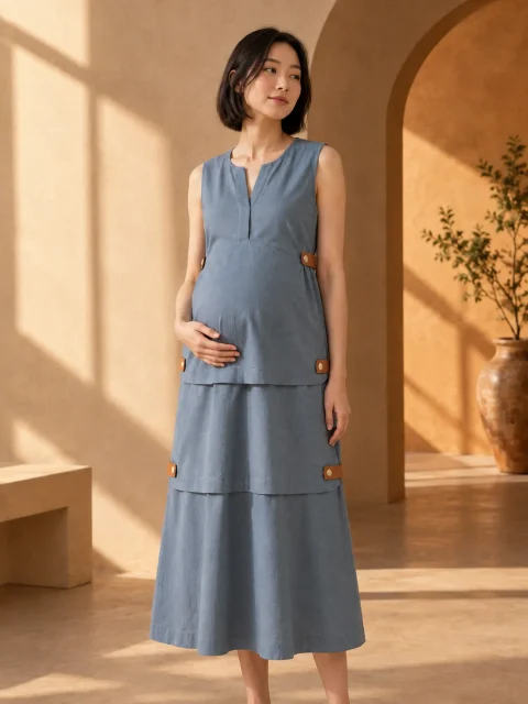 Terrace Fold Dress, being worn