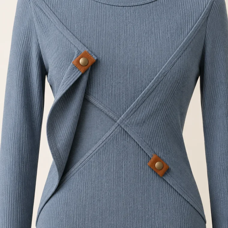 Truss Long-Sleeve Nursing Top, close-up of the fold and tabs