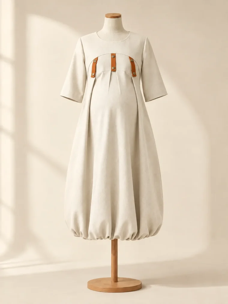 Vault Fold Dress in Chalk