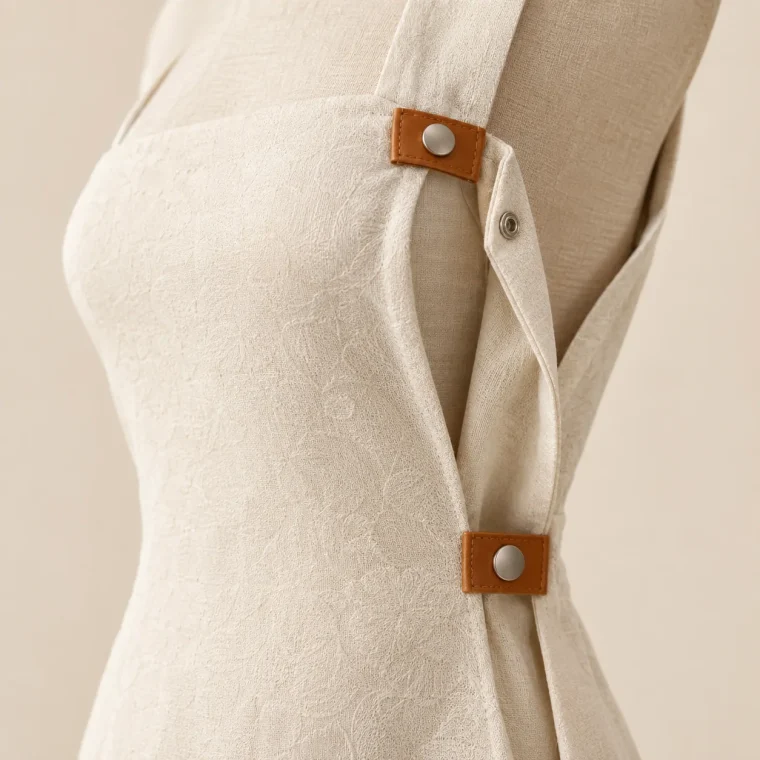 Veranda Fold Dress, close-up of the fold and tabs