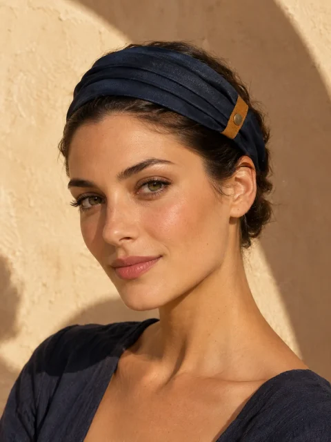 Wide Fold Headband, being worn